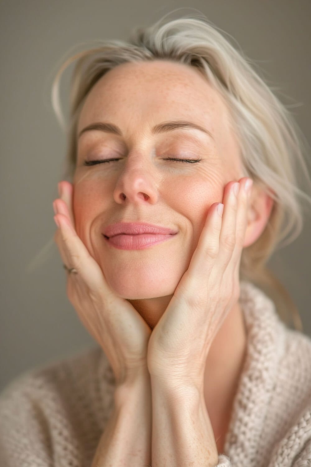 Zenniger gezicht met stralende huid na huidverbetering bij Glow Clinic.