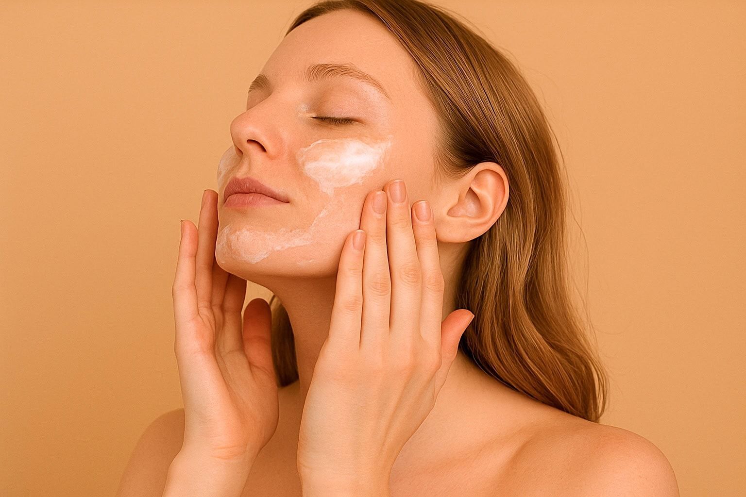 Zorgvuldige gezichtsverzorging met peeling bij Glow Clinic, voor een stralende en gladde huid.