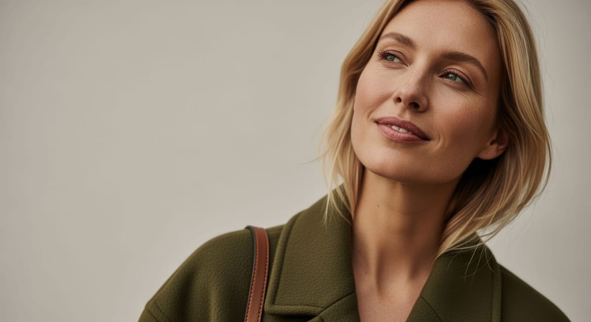 Lichte vrouw met natuurlijke uitstraling, gladde huid en frisse look.