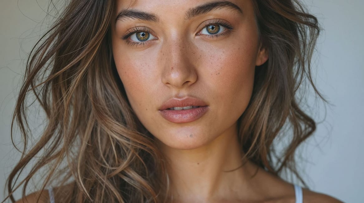 Stralende vrouw met een egale huid na een behandeling bij Glow Clinic.
