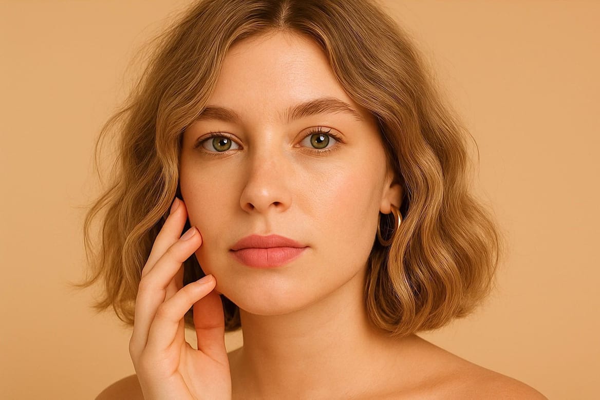 Stralende jonge vrouw met huidverbetering, gezichtsspecialist voor huidverzorging en anti-aging behandelingen.