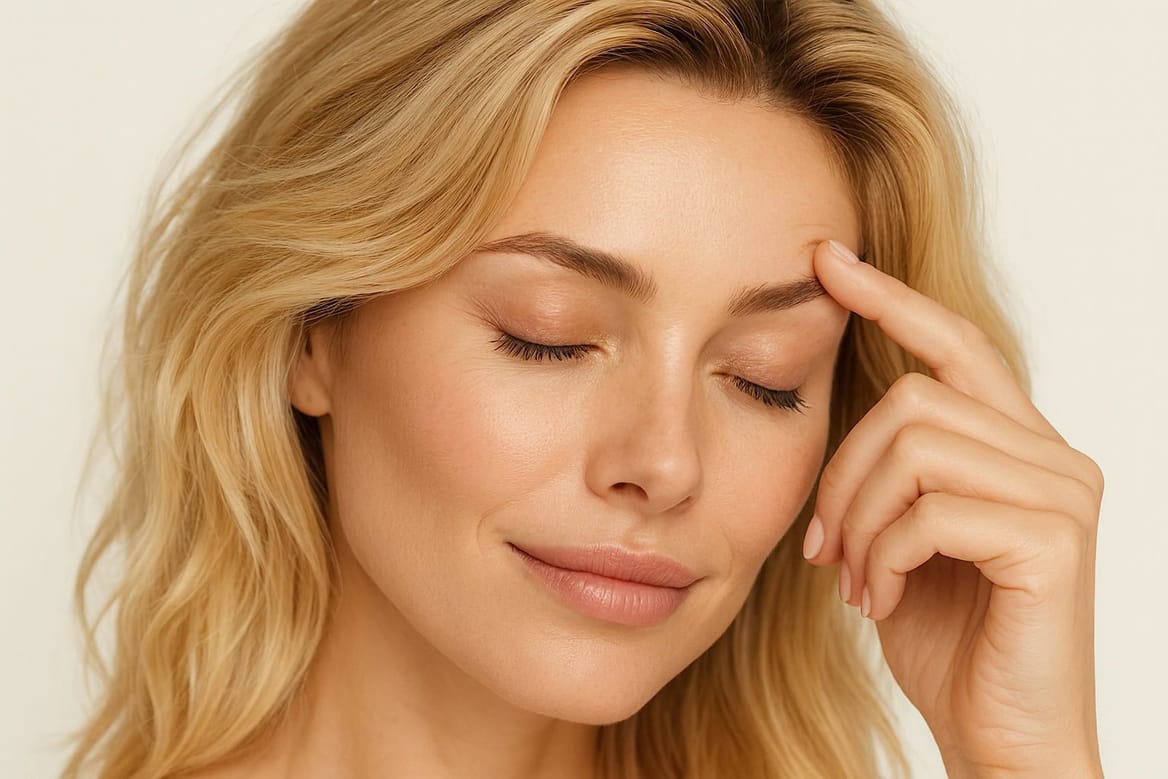 Stralende vrouw met gezonde huid na huidverbetering bij Glow Clinic.